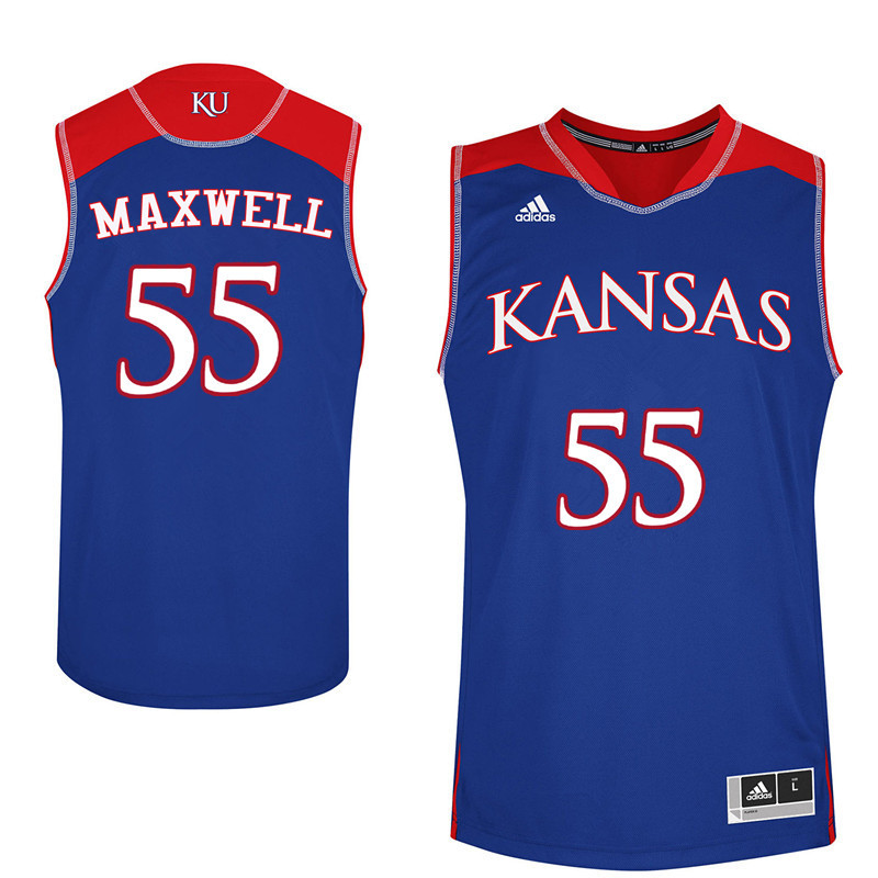 Men Kansas Jayhawks #55 Evan Maxwell College Basketball Jerseys Sale-Blue - Click Image to Close
